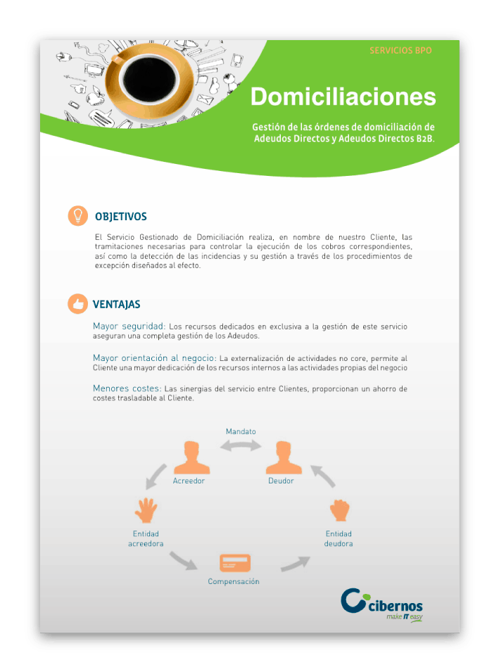Portada: Domiciliaciones - Servicio gestionado BackOffice bancario