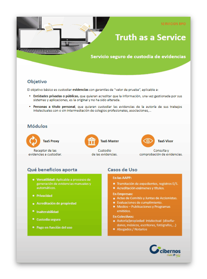 Portada: TaaS - Thruth as a service. Custodia de evidencias